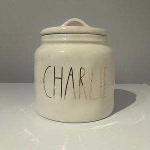 Rae Dunn - CHARLIE - short wide pet canister